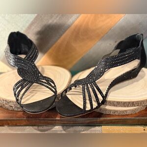 Charter Club Black Rhinestone Strappy Sandals